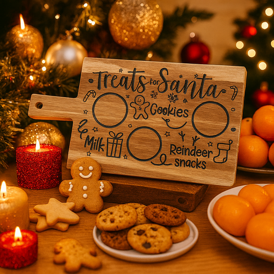 Engraved Treats for Santa Board – Christmas Eve Cookies & Milk Tray