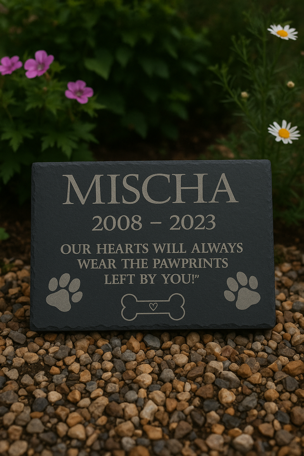 Personalized Pet Memorial Plaque – Engraved Natural Slate