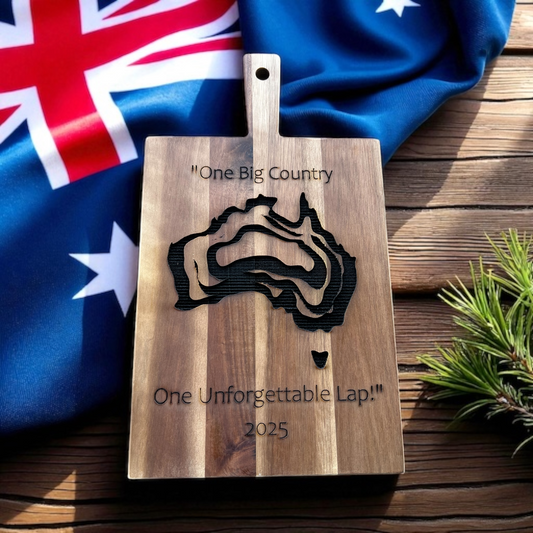 Big Lap of Australia Engraved Cutting Board – 2025 Commemorative Gift for Caravan & Camping Travellers