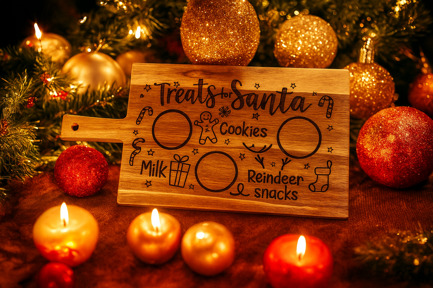 Engraved Treats for Santa Board – Christmas Eve Cookies & Milk Tray
