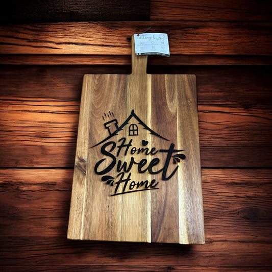 Home Sweet Home Engraved Cutting Board – Housewarming or New Home Gift – Decorative Acacia Board for Kitchen Display