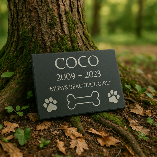 Personalized Pet Memorial Plaque – Engraved Natural Slate